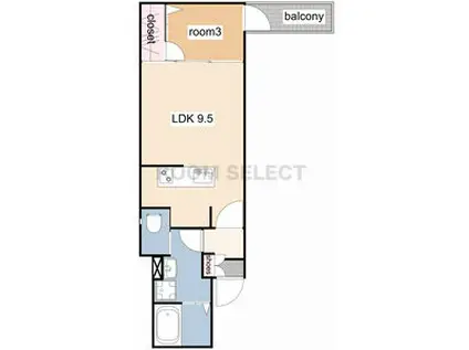 ILL BE清水白壁(1LDK/1階)の間取り写真