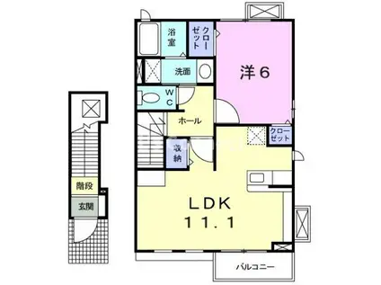 ハッピースマイル A(1LDK/2階)の間取り写真