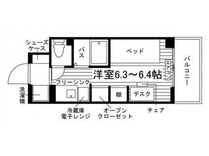 学生会館 CLASSY BASE 西国分寺(ワンルーム/3階)の間取り写真