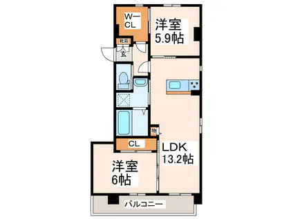 楠サンハイツVI(2LDK/2階)の間取り写真