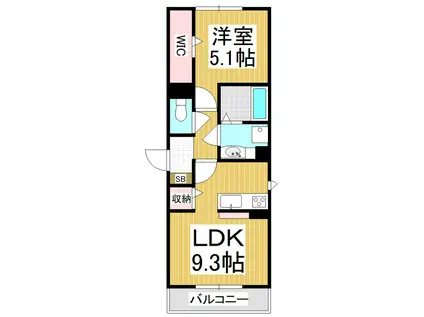 BOUNCE K(1LDK/3階)の間取り写真
