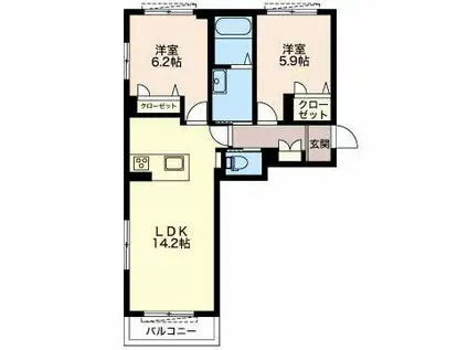 グランメゾン・アリエル(2LDK/1階)の間取り写真