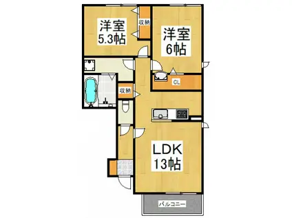BLOOM I(2LDK/1階)の間取り写真
