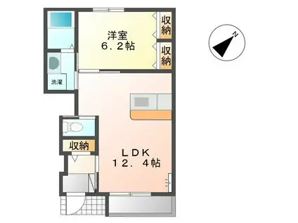 広々とした室内が魅力(1LDK/1階)の間取り写真