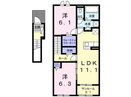 プリート フィオーレV(2LDK/2階)の間取り写真