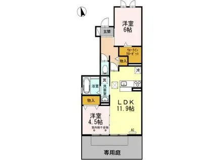 フェリチータ(2LDK/1階)の間取り写真