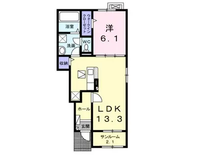 プリムヴェール(1LDK/1階)の間取り写真