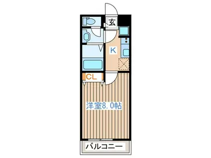 リブリ・クレールコートII(1K/2階)の間取り写真