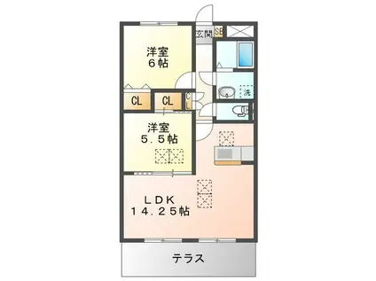 ルネスグラードI(2LDK/2階)の間取り写真