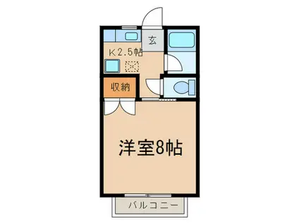 青木ヒルズアルファ-3(1K/1階)の間取り写真