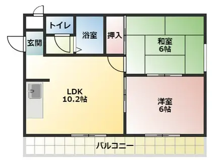 プレアール蔀屋本町(2DK/2階)の間取り写真