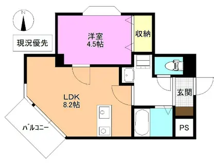 メゾン 七瀬(1LDK/1階)の間取り写真