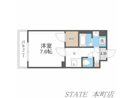 フォーリアライズ大阪ウエストベイ(1K/2階)の間取り写真