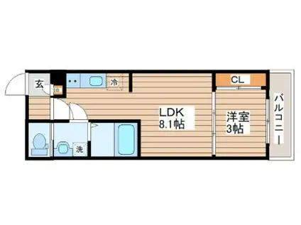 ブラン台原(1LDK/3階)の間取り写真