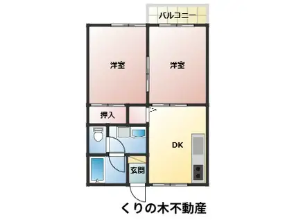 VENT VERT(2DK/1階)の間取り写真