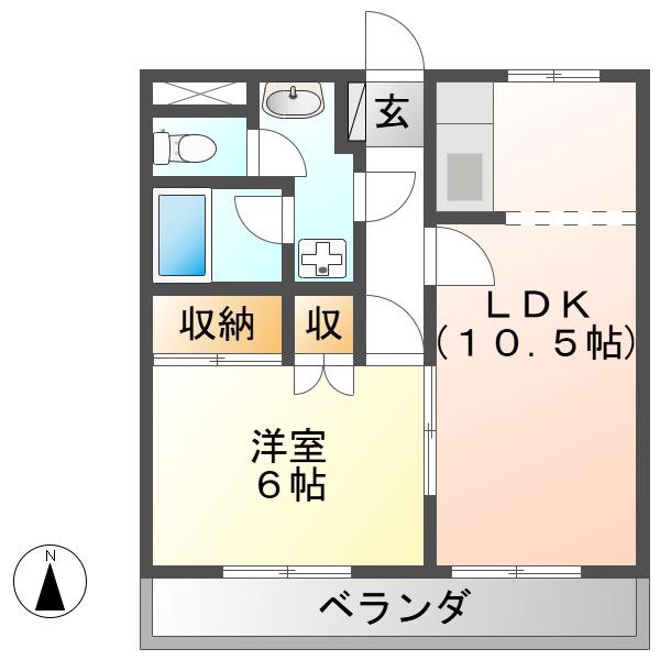 ラヴェールエスポアI(1LDK/2階)の間取り写真