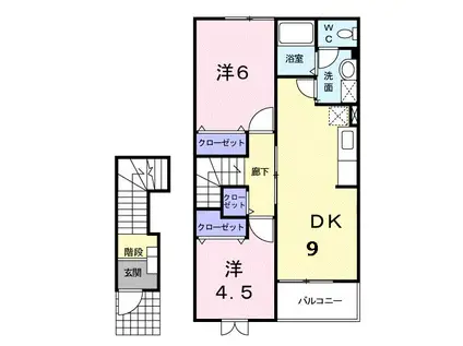 フォーリストガーデンII(2DK/2階)の間取り写真