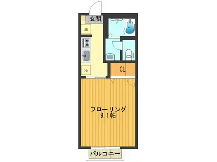 NSハイツ(1K/2階)の間取り写真