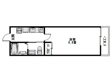 アークリード本町三十三間堂(1K/2階)の間取り写真