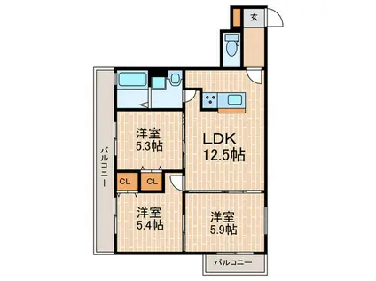 エルメゾン香櫨園(3LDK/2階)の間取り写真