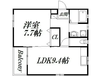 ハーヴェストVI(1LDK/2階)の間取り写真