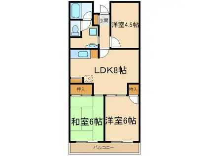 サニーコーポ(3LDK/2階)の間取り写真