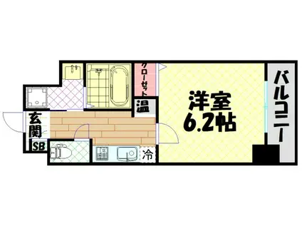 グレイスレジデンス大阪ウエスト(1K/2階)の間取り写真