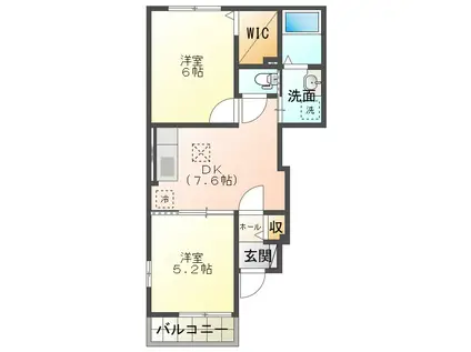 アイファインE(2DK/1階)の間取り写真
