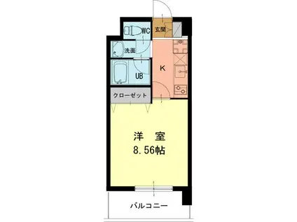 サンドリヨン(1K/3階)の間取り写真