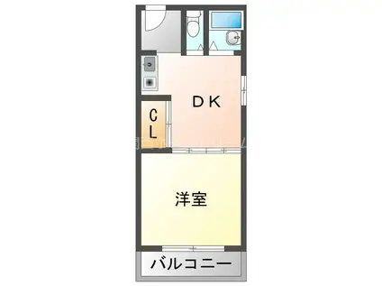 スクエアコート栄町(1DK/2階)の間取り写真