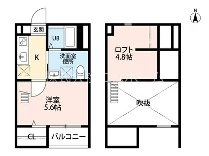 レインボーティアラ(1K/1階)の間取り写真