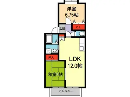 サニーヒルうね野(2LDK/1階)の間取り写真