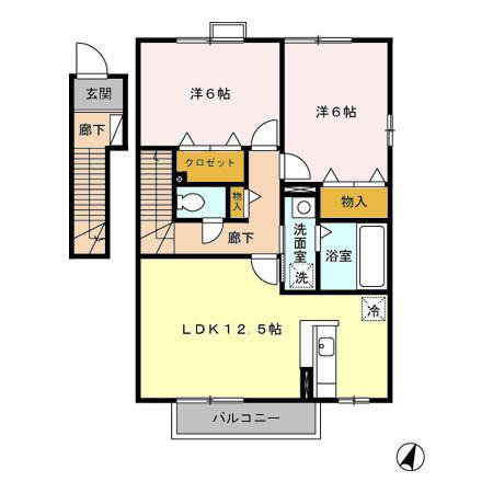 グランモア(2LDK/2階)の間取り写真