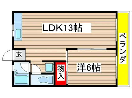 浅井ハイツ(1LDK/3階)の間取り写真