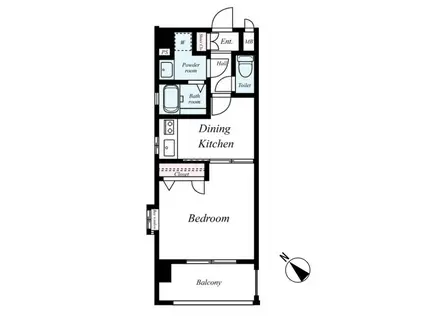 ピュアドーム高宮イースト(1DK/4階)の間取り写真