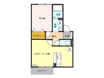 プランドールロッジ B(1LDK/2階)の間取り写真