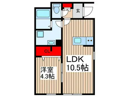 リーブルファイン足立南花畑(1LDK/1階)の間取り写真