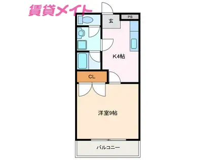 ウッドンビレッジIII(1DK/2階)の間取り写真