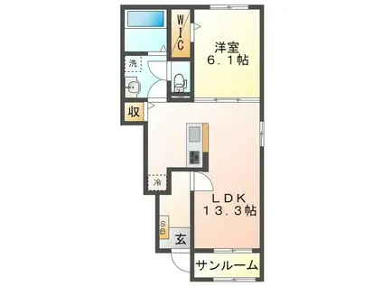 ヘリテージ(1LDK/1階)の間取り写真
