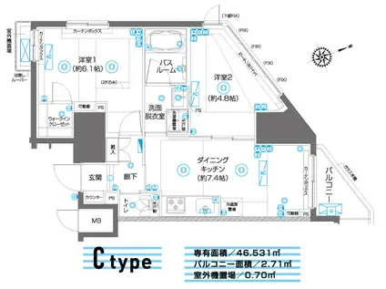 ZOOM駒込(2DK/3階)の間取り写真