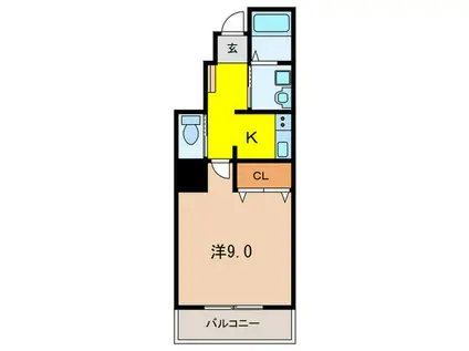 ナウハウス伊孑志(1K/1階)の間取り写真