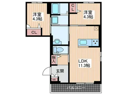 DIG FEELD(2LDK/2階)の間取り写真
