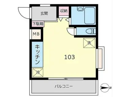 ラプレ下北沢(ワンルーム/1階)の間取り写真