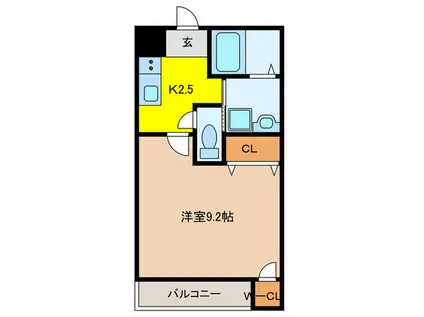 エクシーレ逆瀬川(1K/1階)の間取り写真