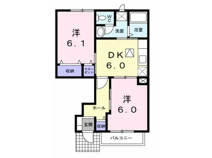 アヴァンパルクN・S(2DK/1階)の間取り写真