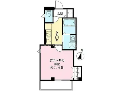  T&Y(1K/3階)の間取り写真