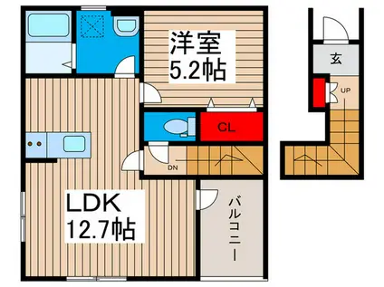 リーブルファイン野田中野台(1LDK/2階)の間取り写真