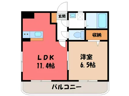 Y&M ディア古河 II(1LDK/1階)の間取り写真