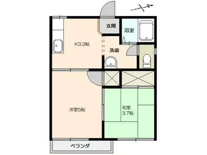 南ヶ丘ハイツ2(2K/2階)の間取り写真