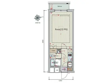 ビバリーホームズ大泉学園II(1K/3階)の間取り写真